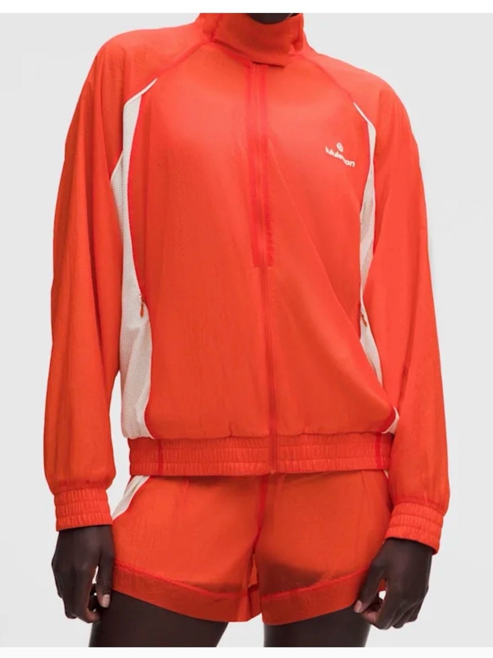 🍋🍋 Lululemon athletica red orange license to train textured jacket, sz L, nwt